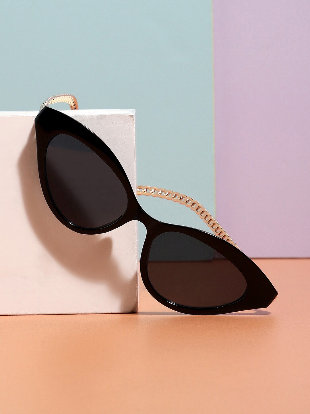 

HAUTE SAUCE by Campus Sutra Women Cateye Sunglasses with Polarised Lens SS23_HSSG1228, Gold