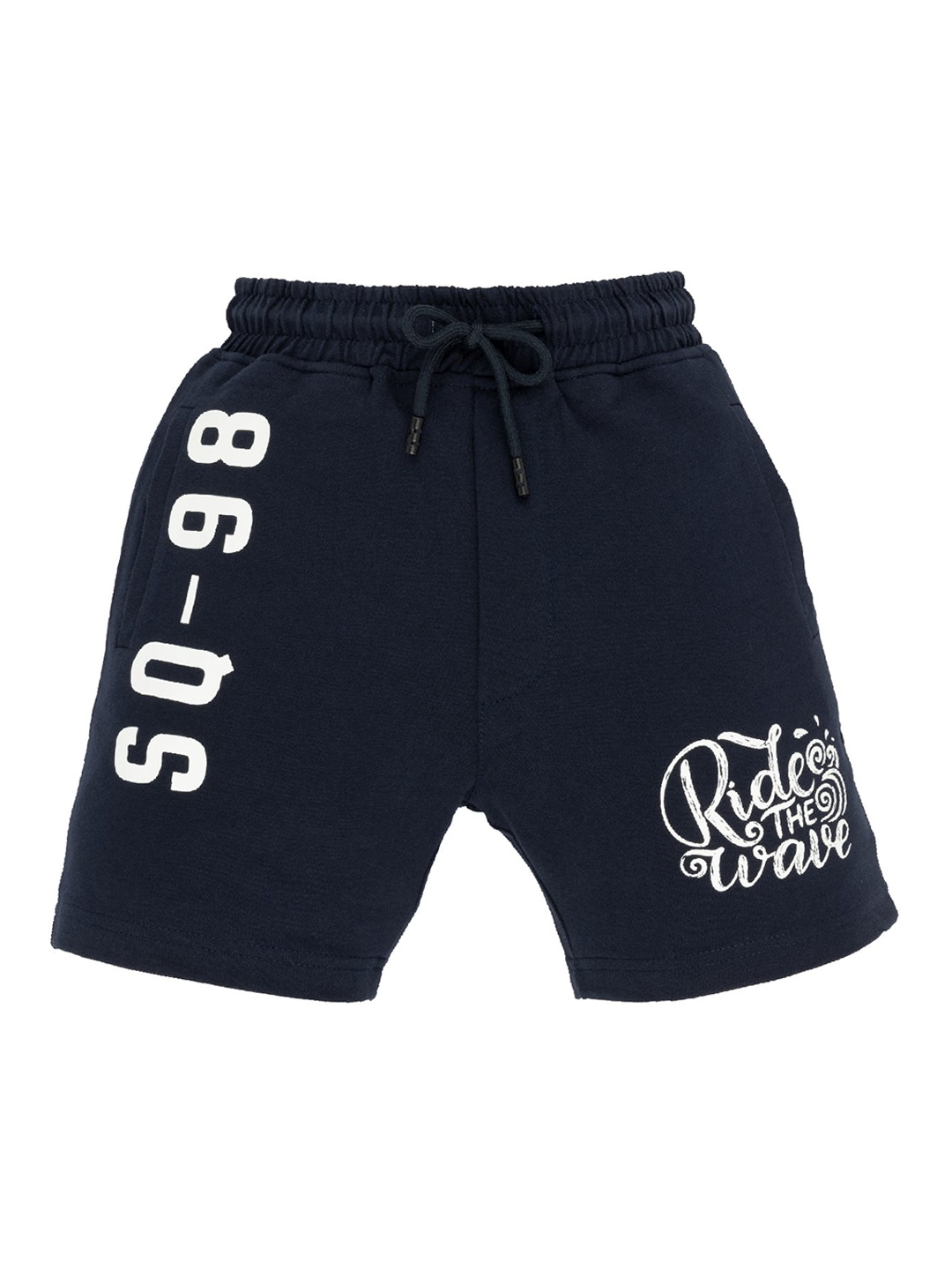 

Status Quo Boys Typography Printed Cotton Shorts, Navy blue