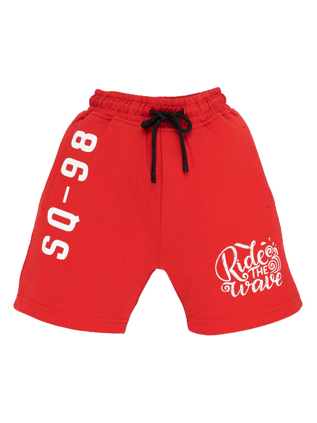 

Status Quo Boys Typography Printed Cotton Shorts, Red