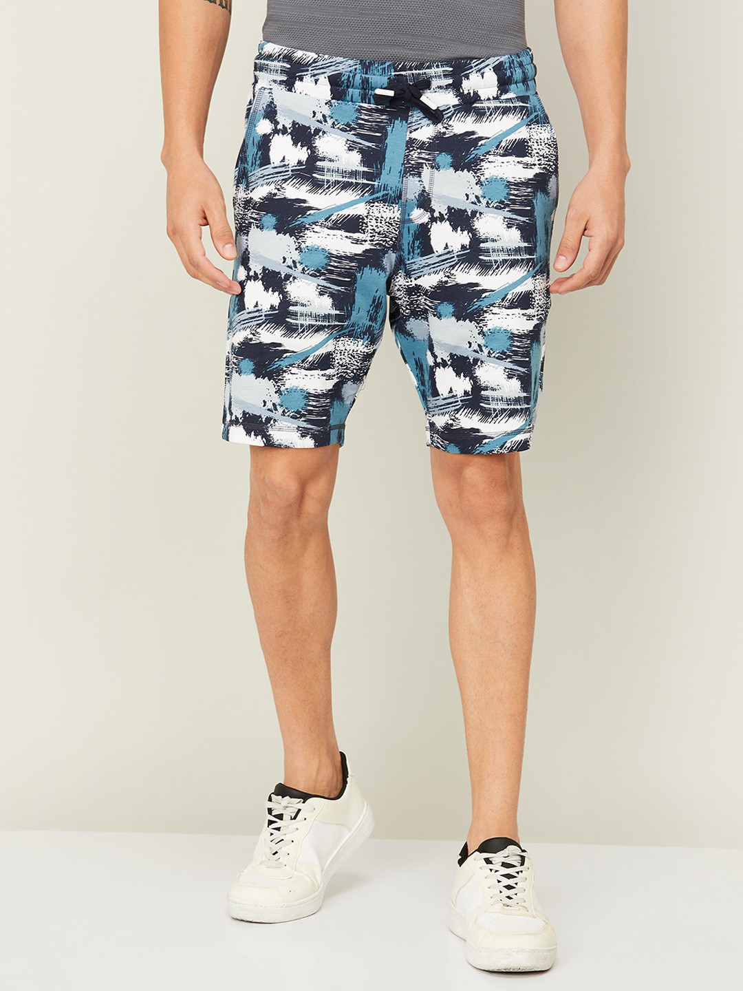 

Forca Men Navy Blue Camouflage Printed Cotton Shorts
