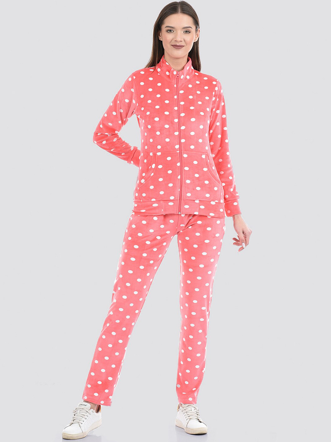 

Cloak & Decker by Monte Carlo Women Polka Dot Printed Tracksuit, Pink