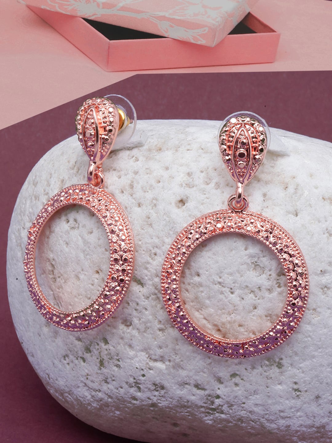 

DressBerry Rose Gold-Plated Circular Drop Earrings