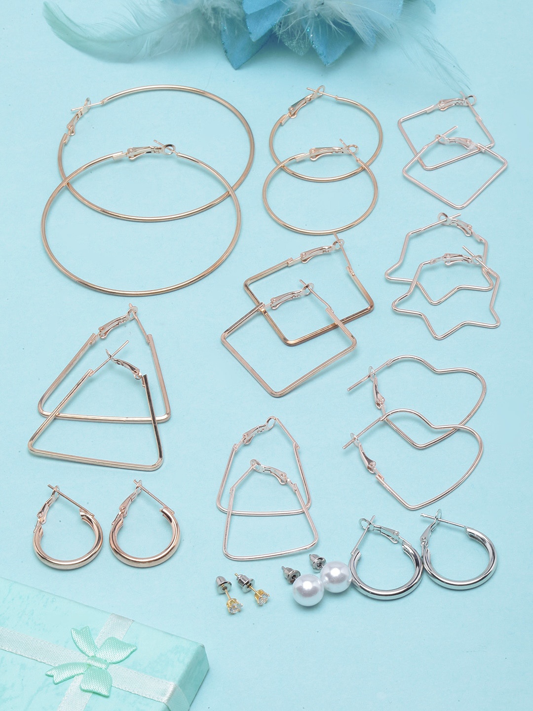 

DressBerry Set Of 12 Gold-Plated Contemporary Hoop Earrings