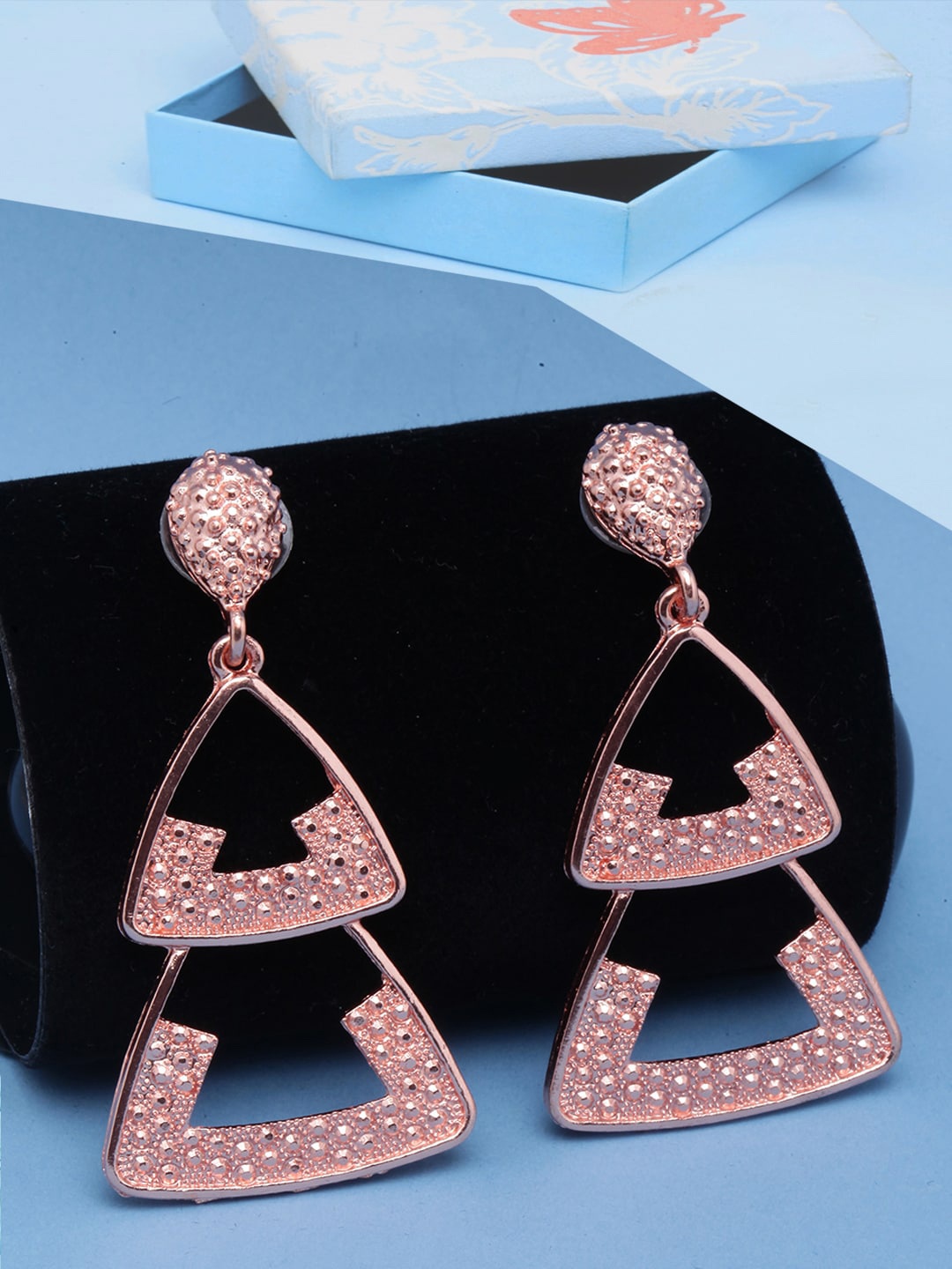 

DressBerry Rose Gold-Plated Triangular Drop Earrings