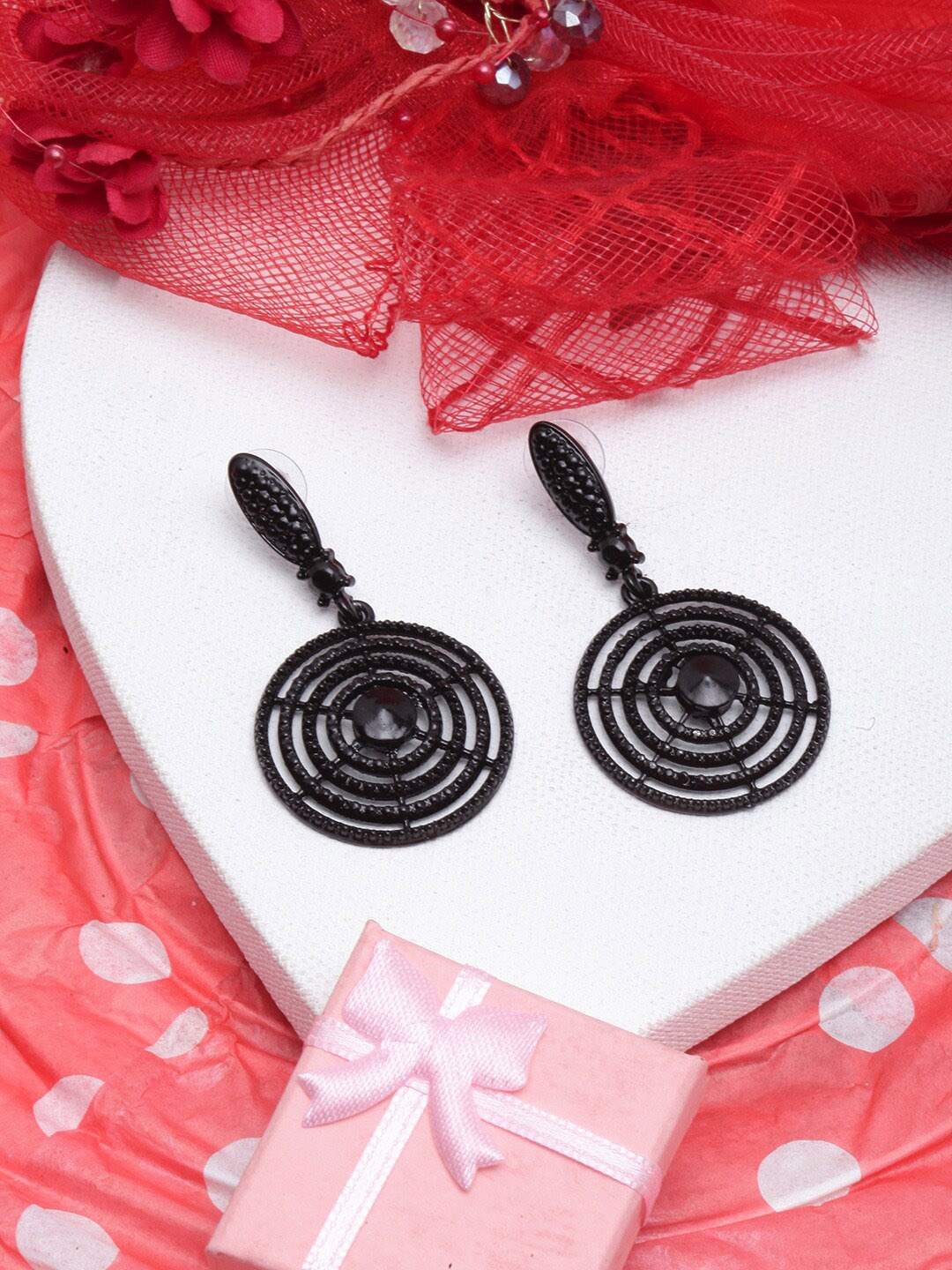 

DressBerry Circular Drop Earrings, Black