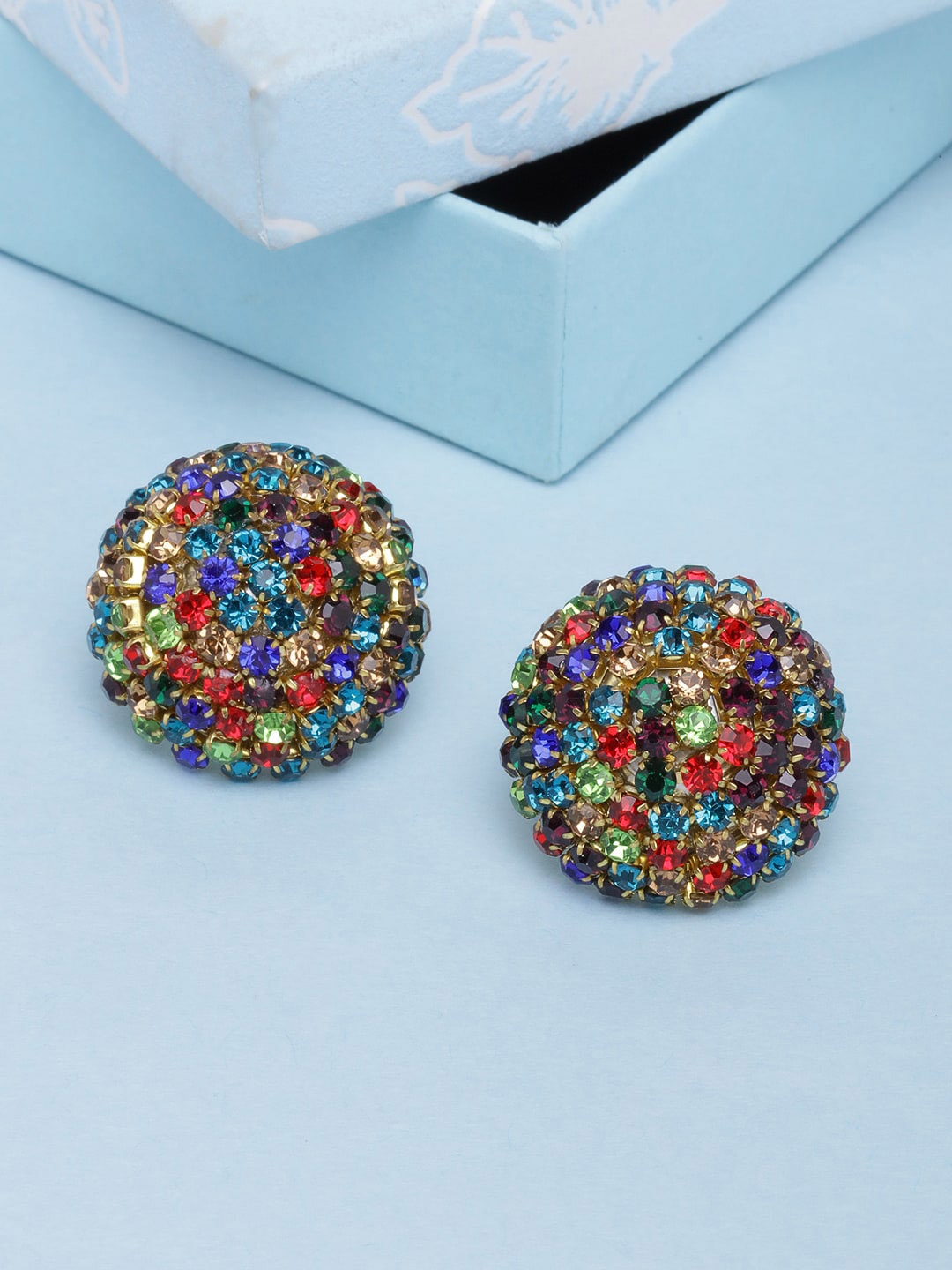 

DressBerry Gold-Plated Stone Studded Studs Earrings, Red