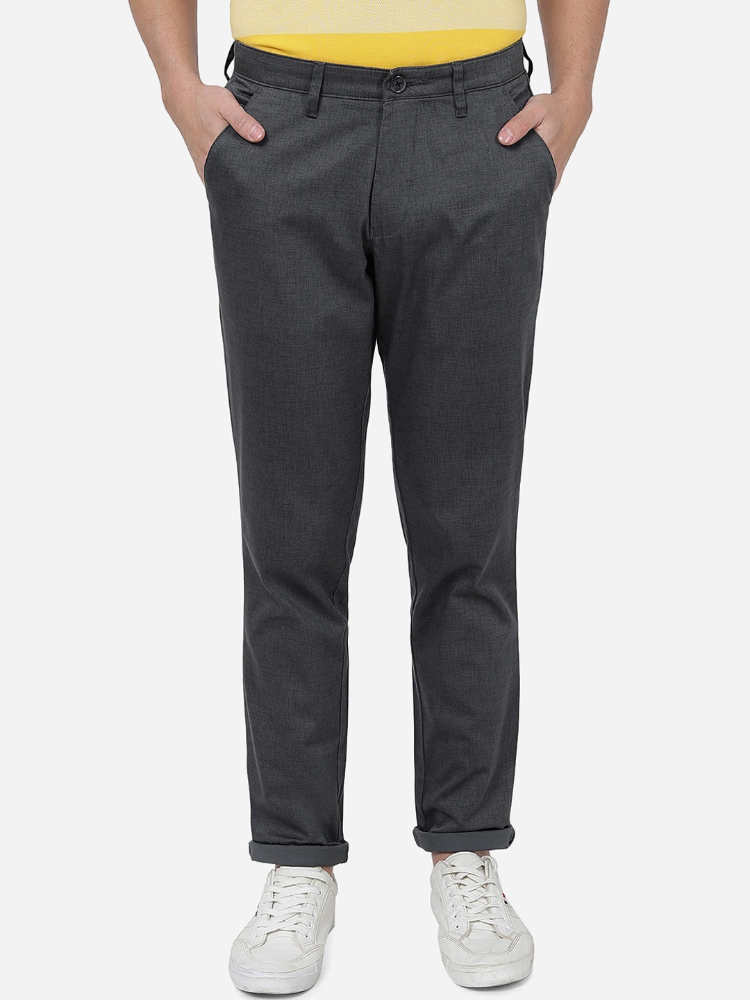 

Greenfibre Men Slim Fit Cotton Chinos, Charcoal