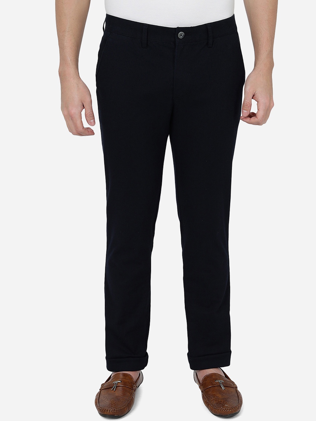 

Greenfibre Men Slim Fit Cotton Chinos, Navy blue