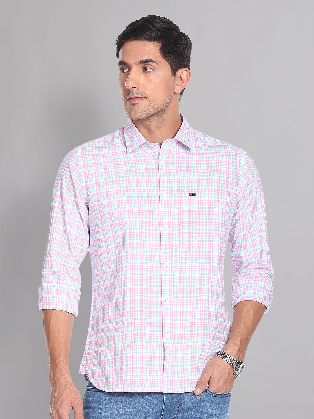 

AD By Arvind Checked Slim Fit Casual Shirt, Pink