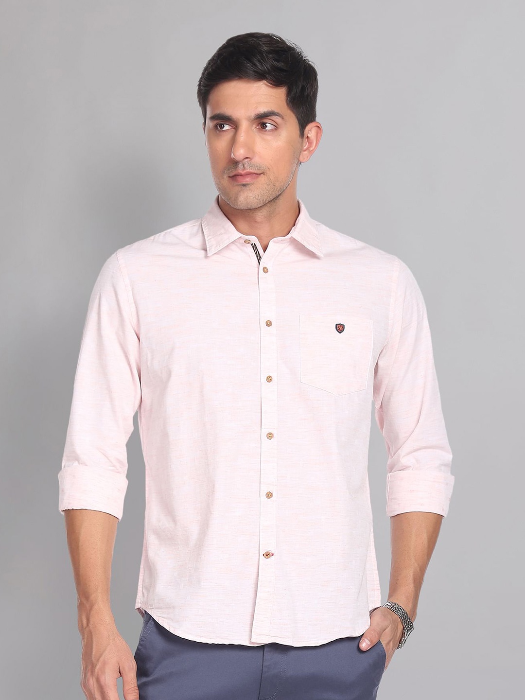 

AD By Arvind Pure Cotton Slim Fit Casual Shirt, Orange