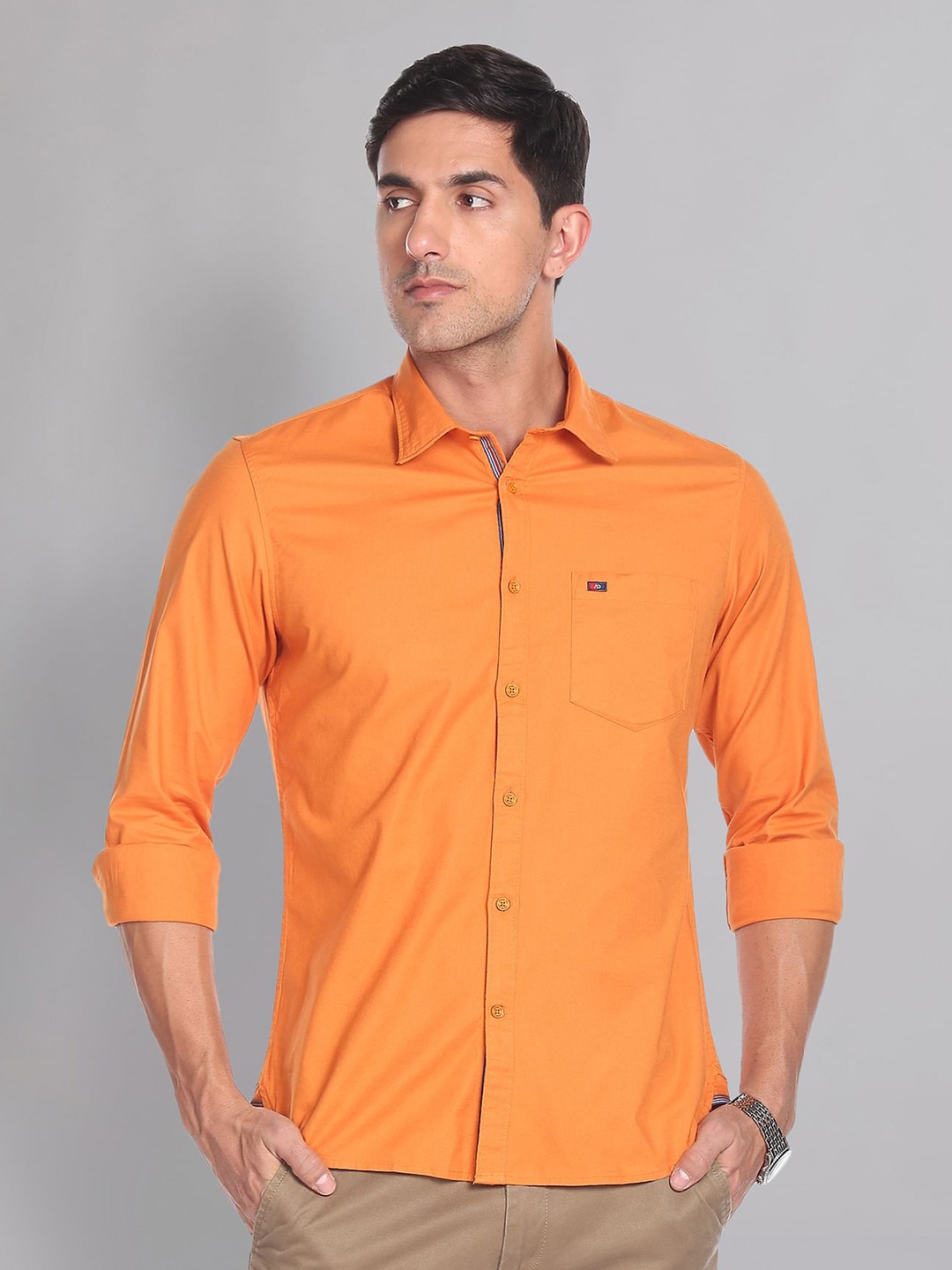 

AD By Arvind Spread Collar Slim Fit Casual Shirt, Orange