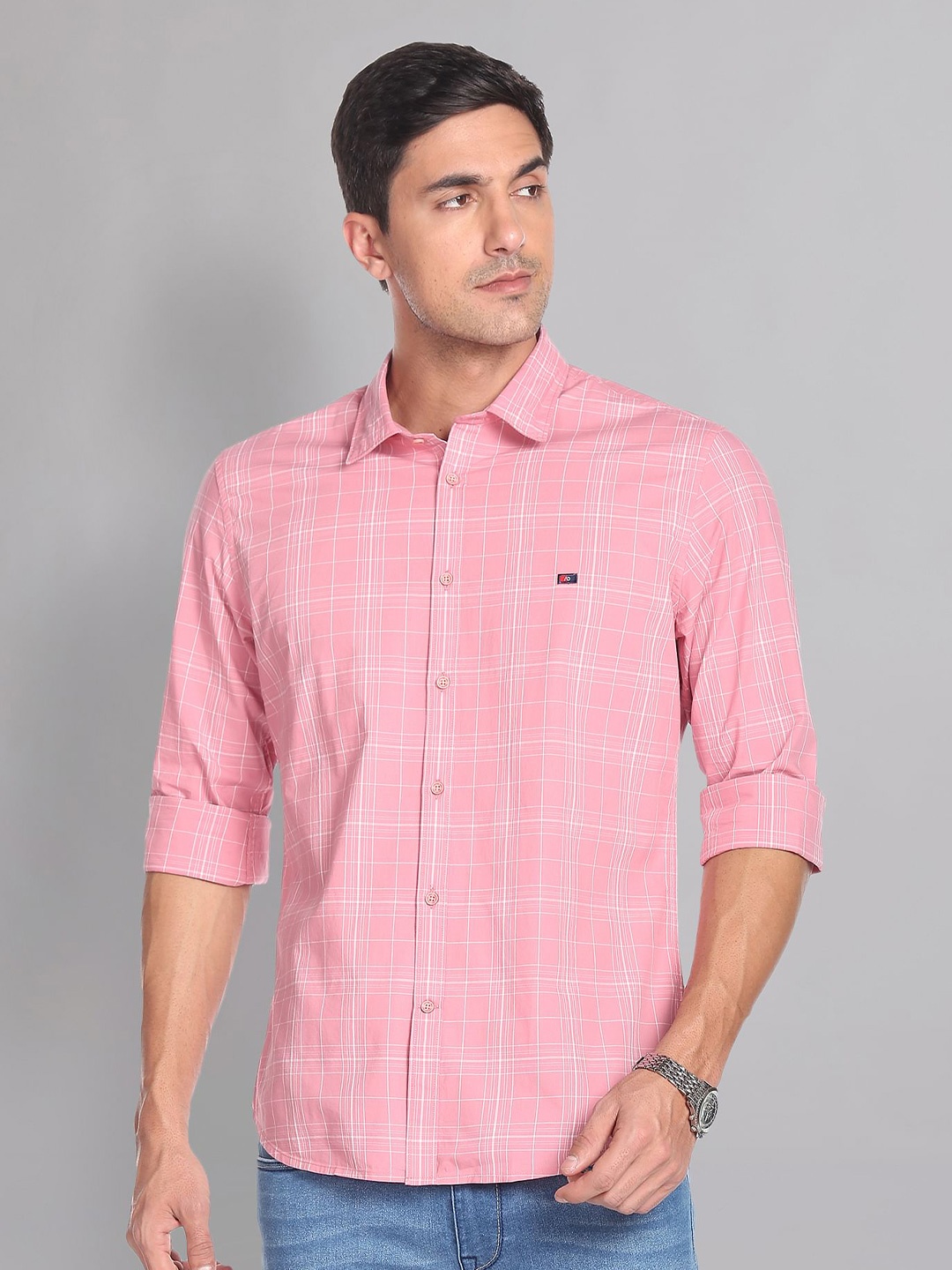 

AD By Arvind Checked Slim Fit Casual Shirt, Pink