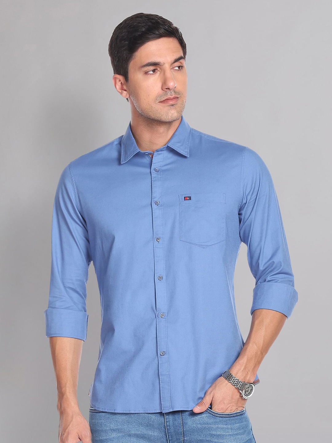 

AD By Arvind Spread Collar Slim Fit Casual Shirt, Blue