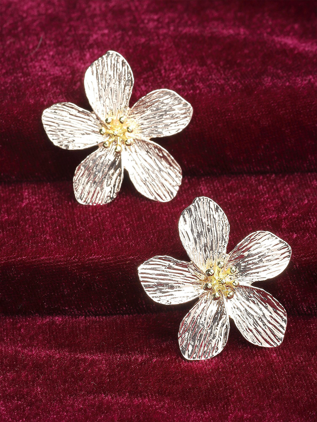 

Bohey by KARATCART Rose Gold-Plated Floral Studs Earrings