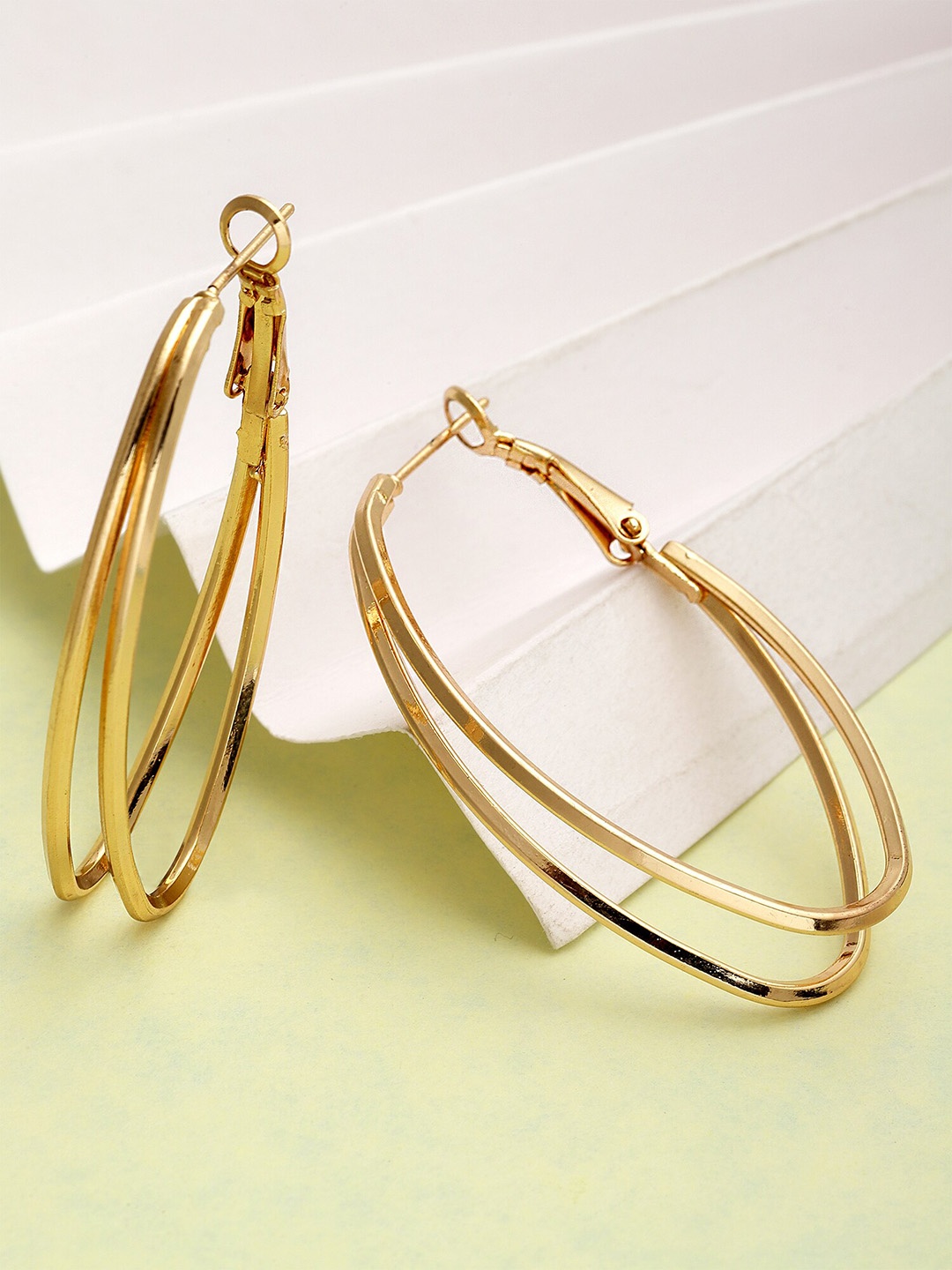 

Bohey by KARATCART Gold-Plated Contemporary Hoop Earrings