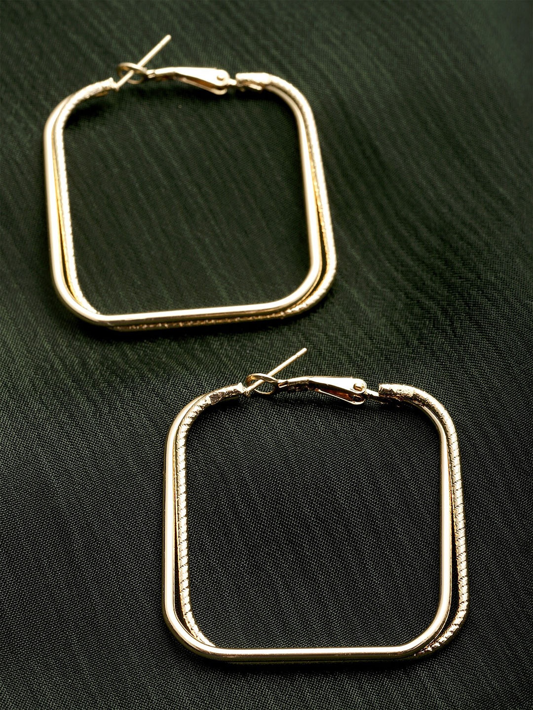 

Bohey by KARATCART Gold-Plated Square Shape Hoop Earrings