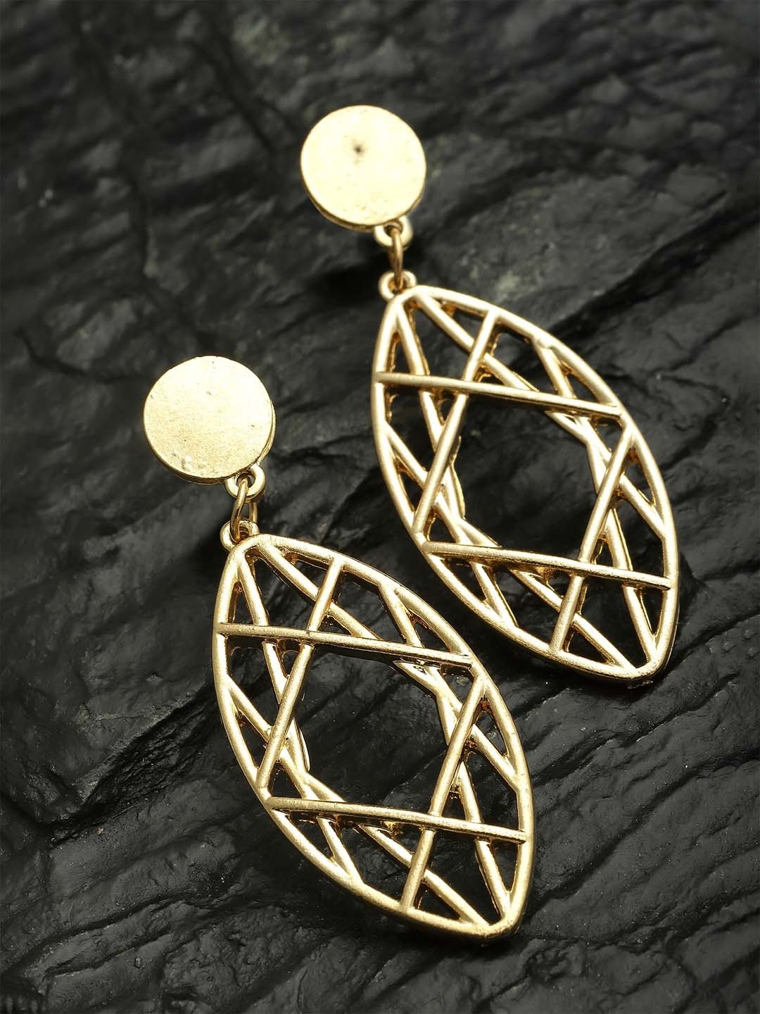 

Bohey by KARATCART Gold-Plated Contemporary Drop Earrings