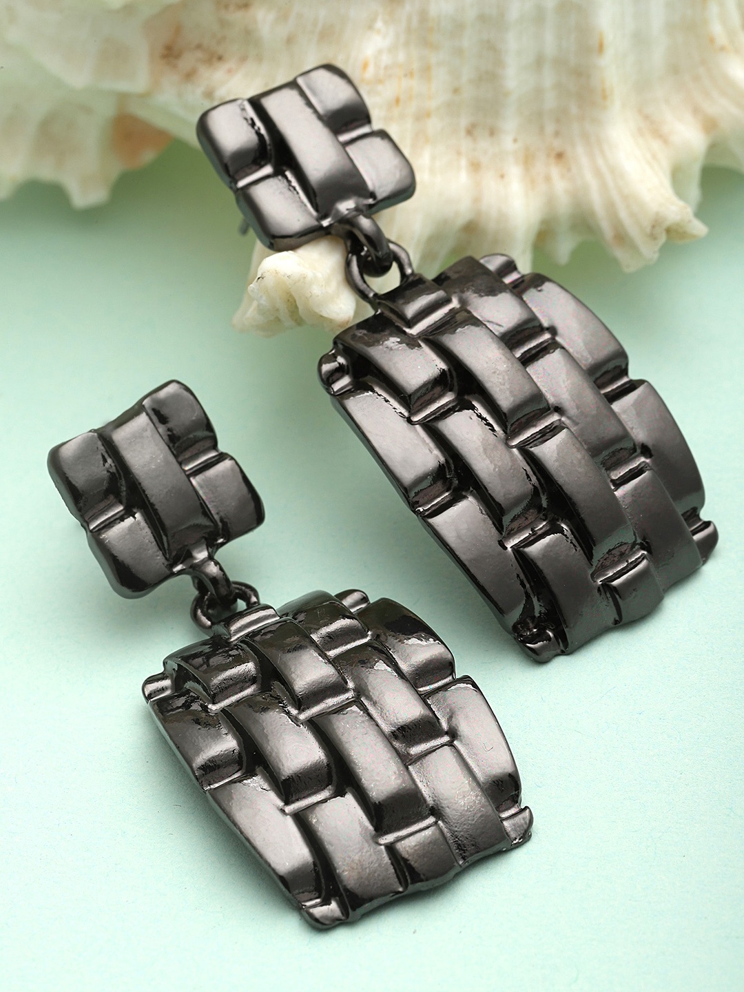 

Bohey by KARATCART Contemporary Jhumkas Earrings, Black