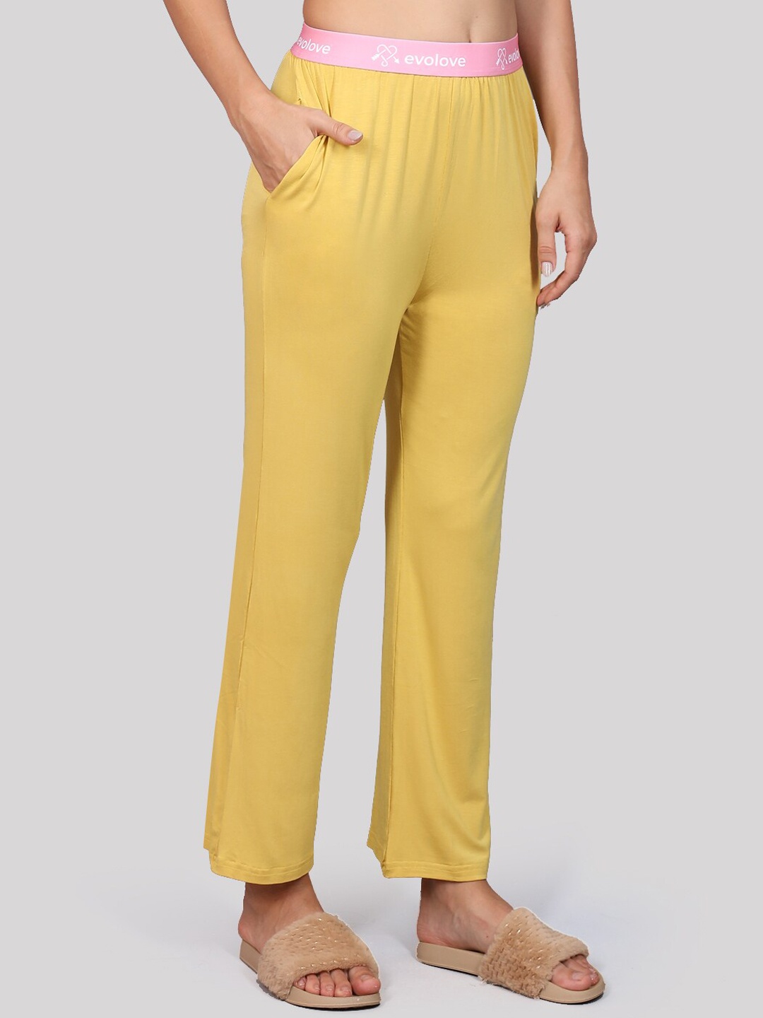 

evolove Relaxed Fit Lounge Pants With Comfortable Pockets, Mustard