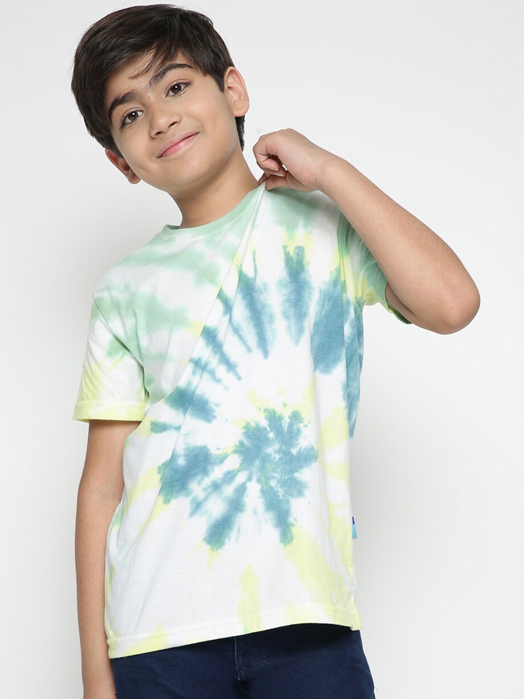 

Lil Tomatoes Boys Tie And Dye Casual Cotton T-shirt, Green