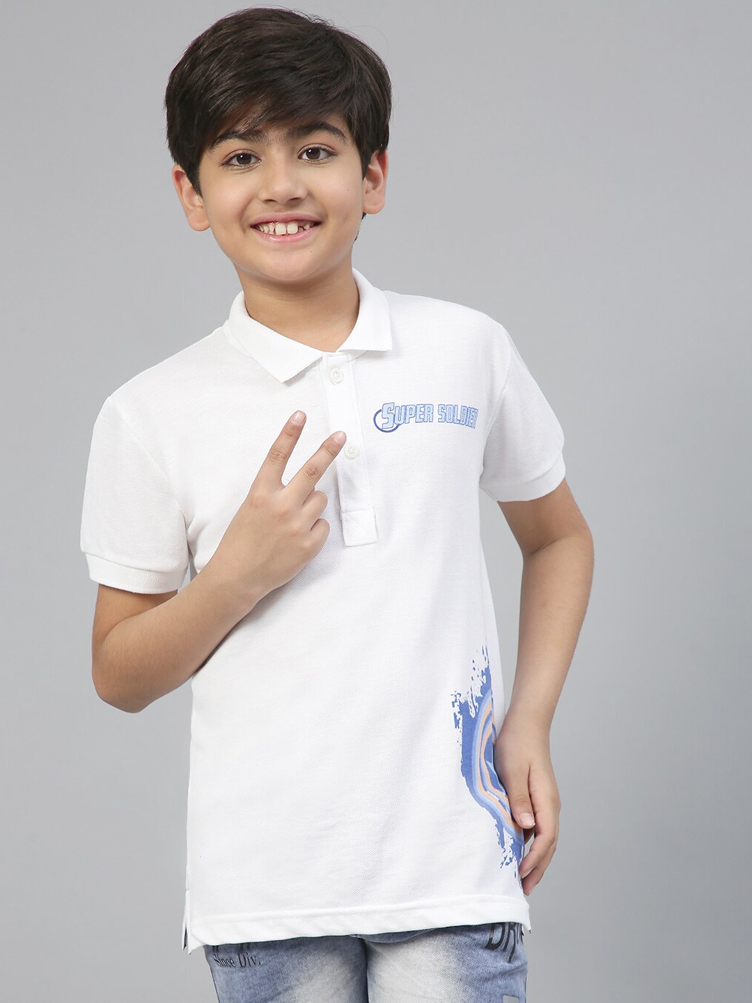 

Lil Tomatoes Boys Marvel Graphic Printed Polo Collar T-Shirt, White
