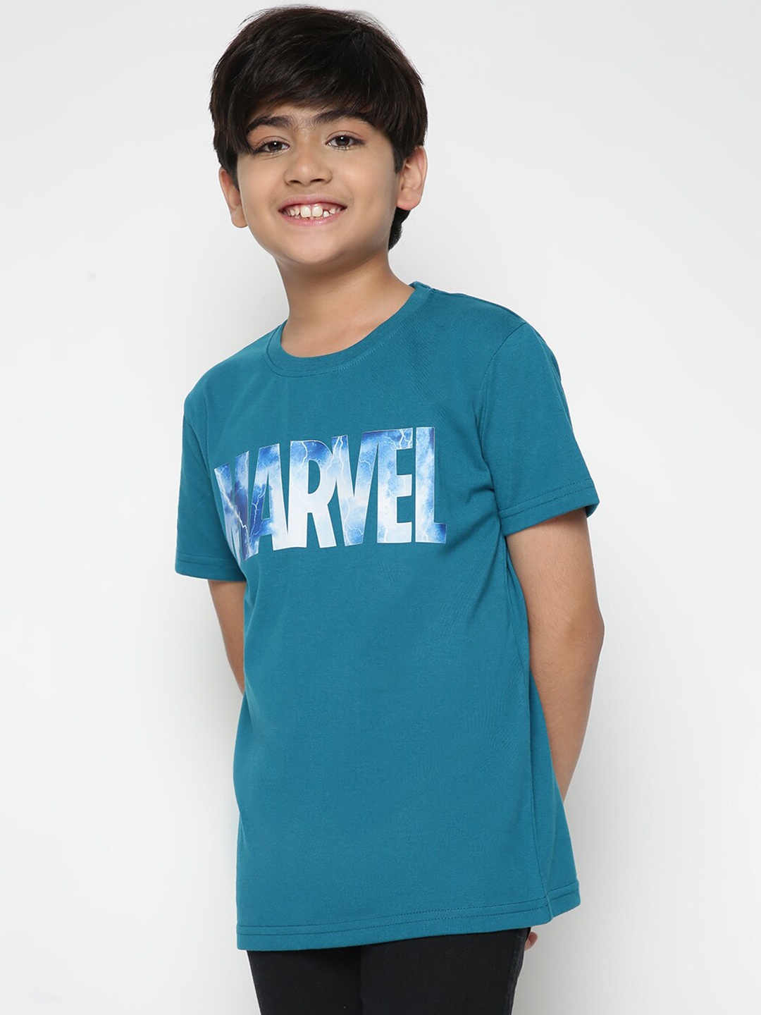 

Lil Tomatoes Boys Marvel Printed T-shirt, Teal