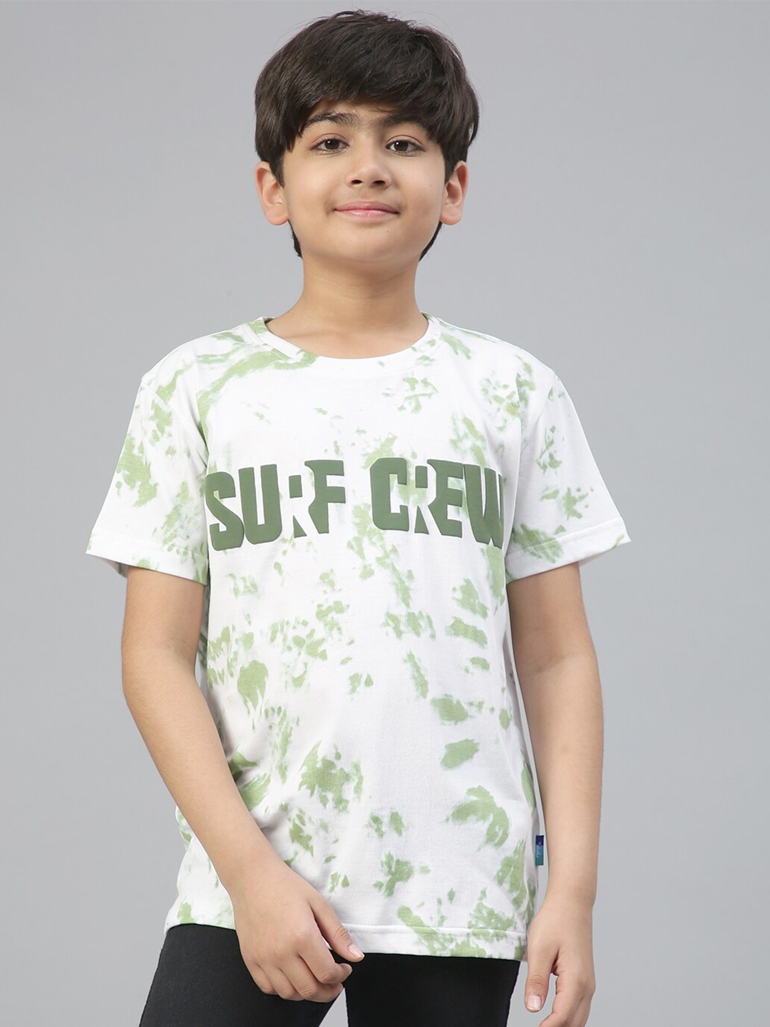 

Lil Tomatoes Boys Typography Printed Round Neck T-shirt, Olive