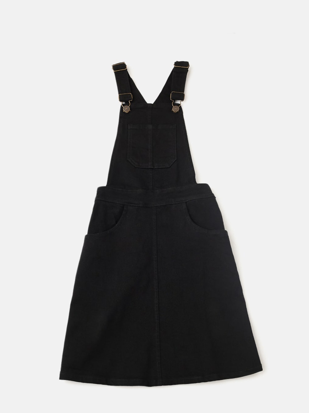 

Kryptic Pocket Detail Denim Pinafore Dress, Black