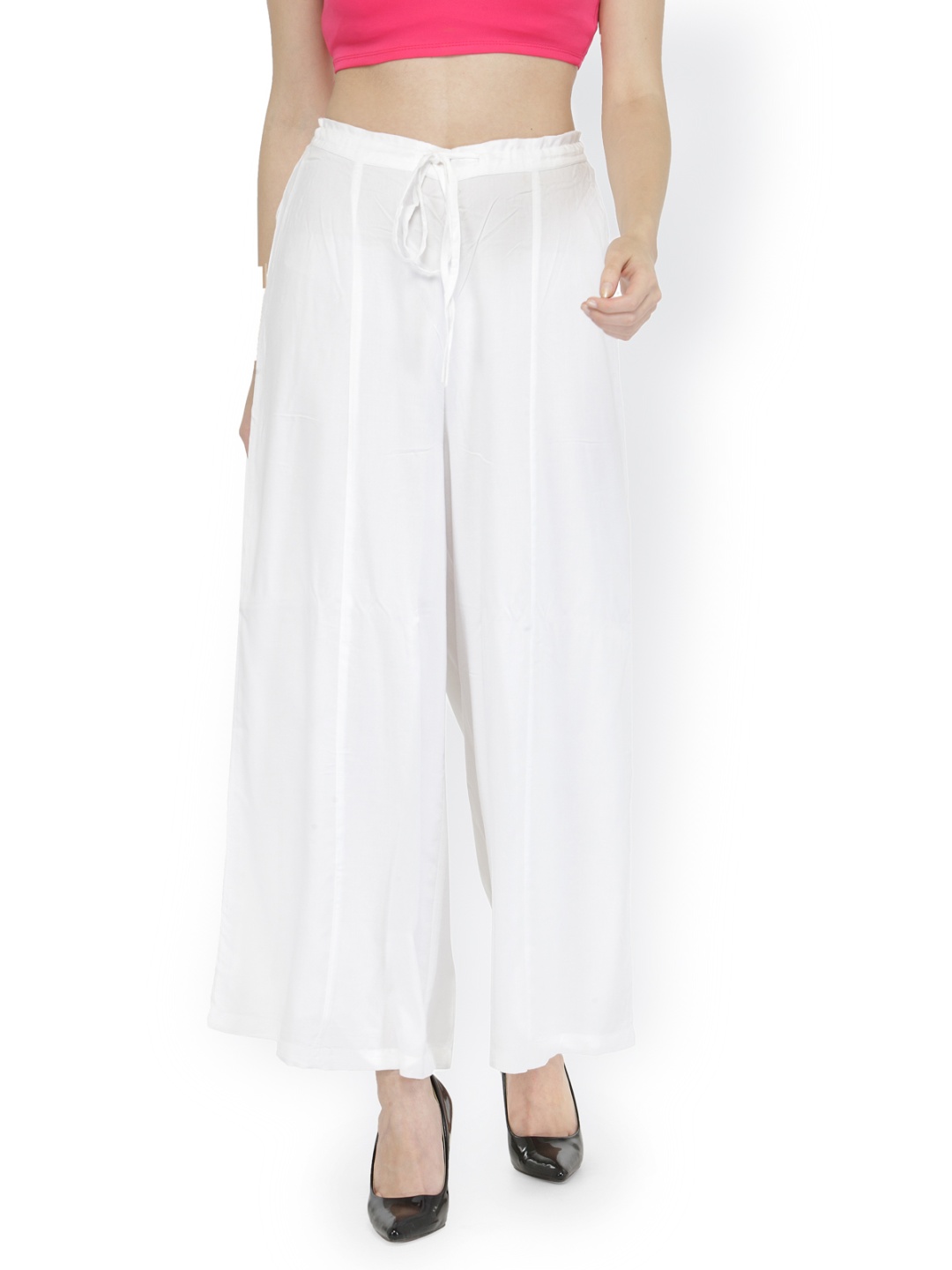 

Ayaany Women White Flared Solid Palazzos