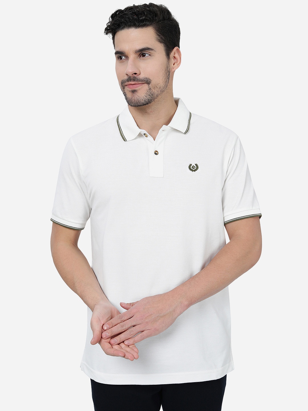 

Greenfibre Polo Collar Cotton Slim Fit T-shirt, White