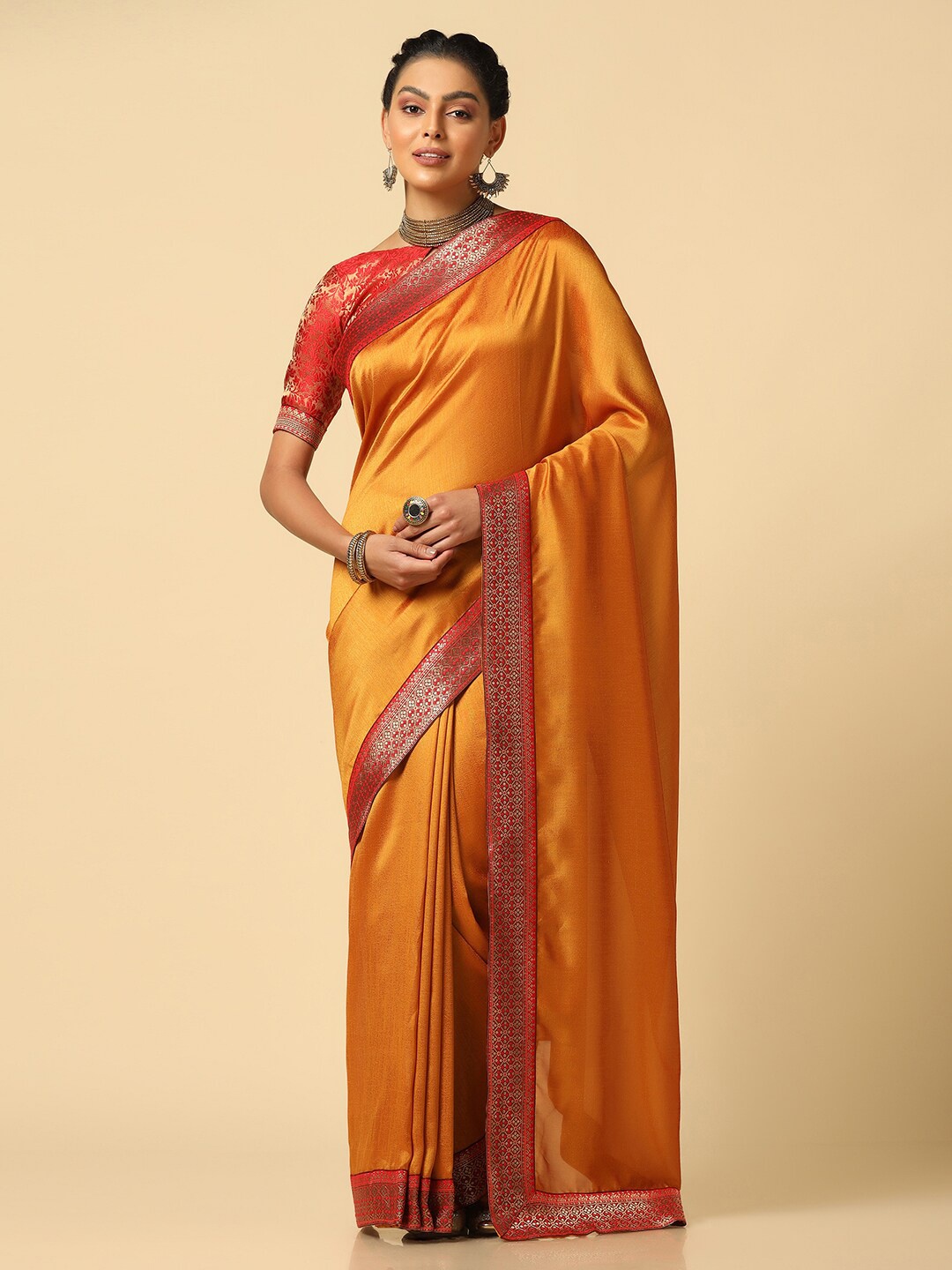 

Satrani Woven Design Zari Saree, Yellow