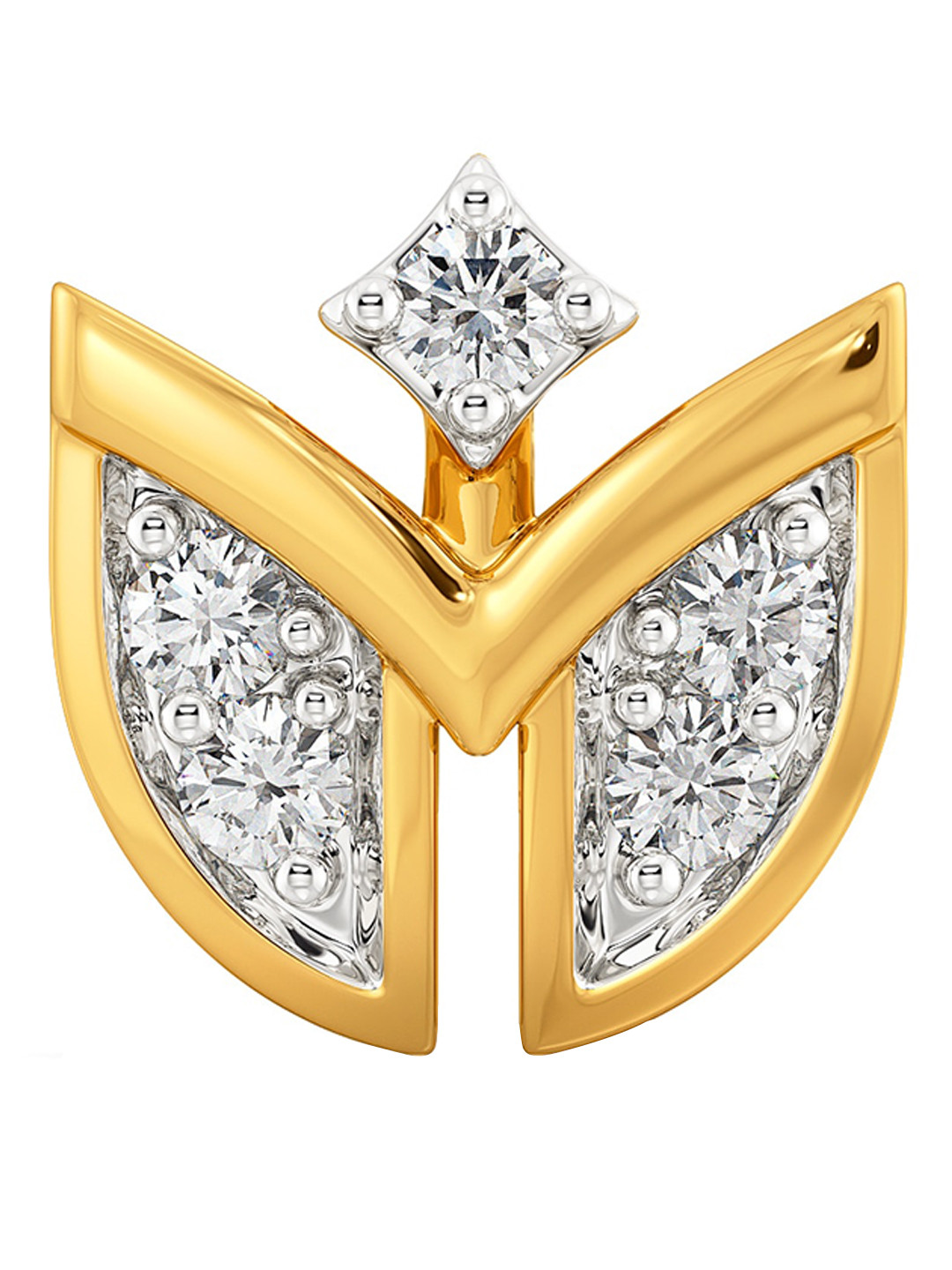 

MELORRA Rhodium-Plated Diamond Studded 18K Yellow Gold Bold Foretold Nosepin