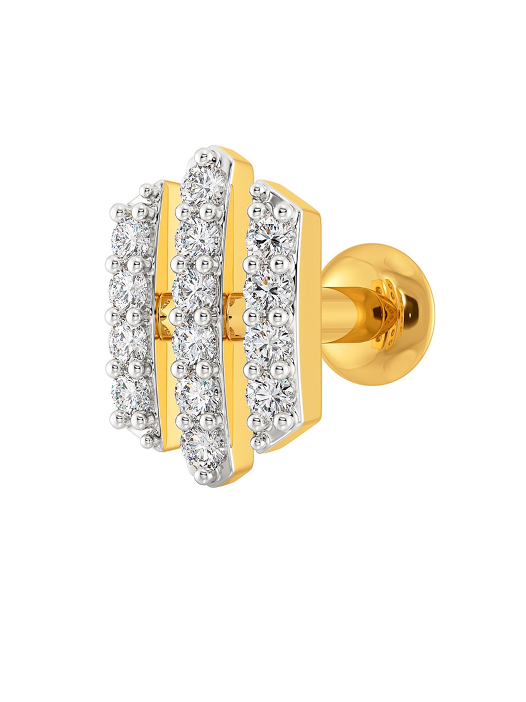 

MELORRA Glitz O Three 18KT Gold Rhodium Surfaced Diamond Nose Pin
