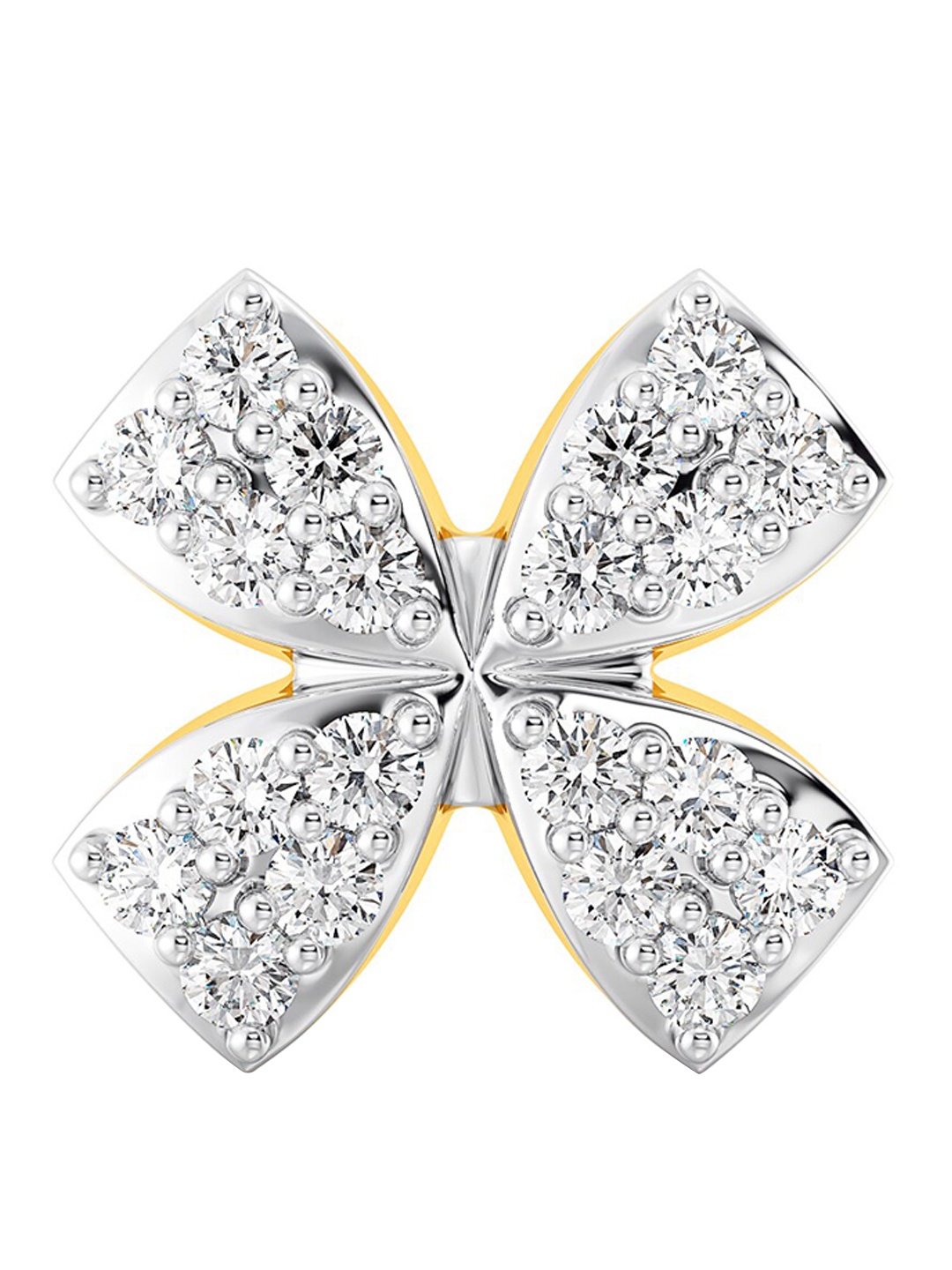 

MELORRA Rhodium-Plated Bow So Flora Diamond Studded 18K Yellow Gold Nosepin