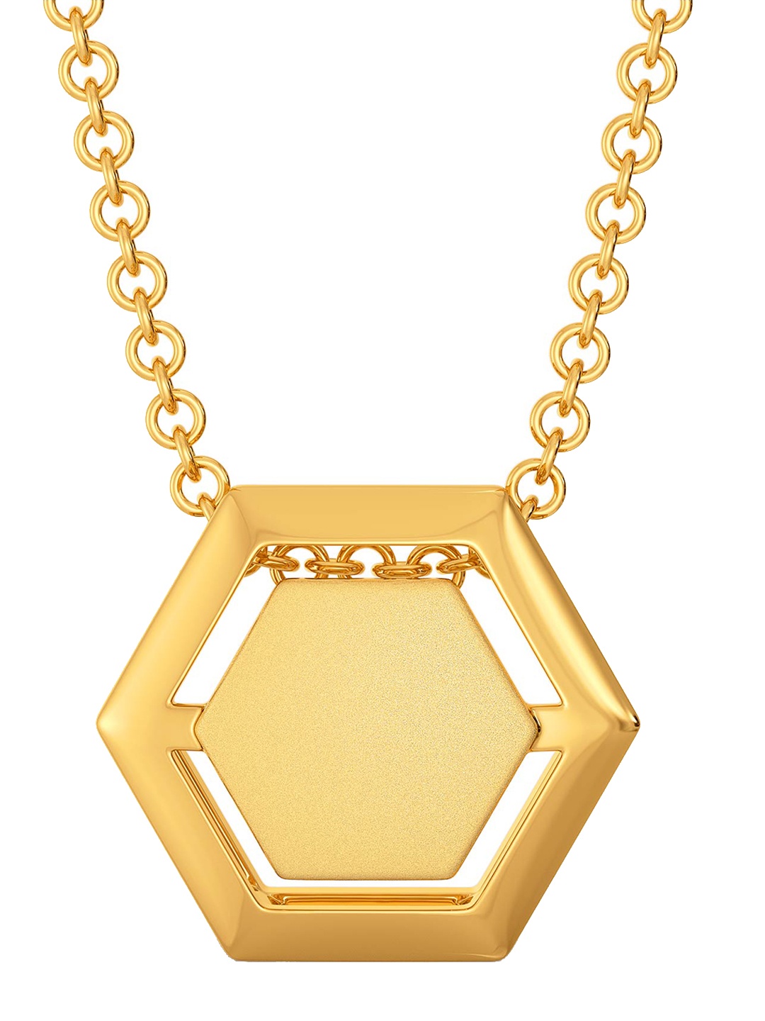 

MELORRA 18KT Yellow Gold Slay It Subtly Hexagonal Shaped Pendant