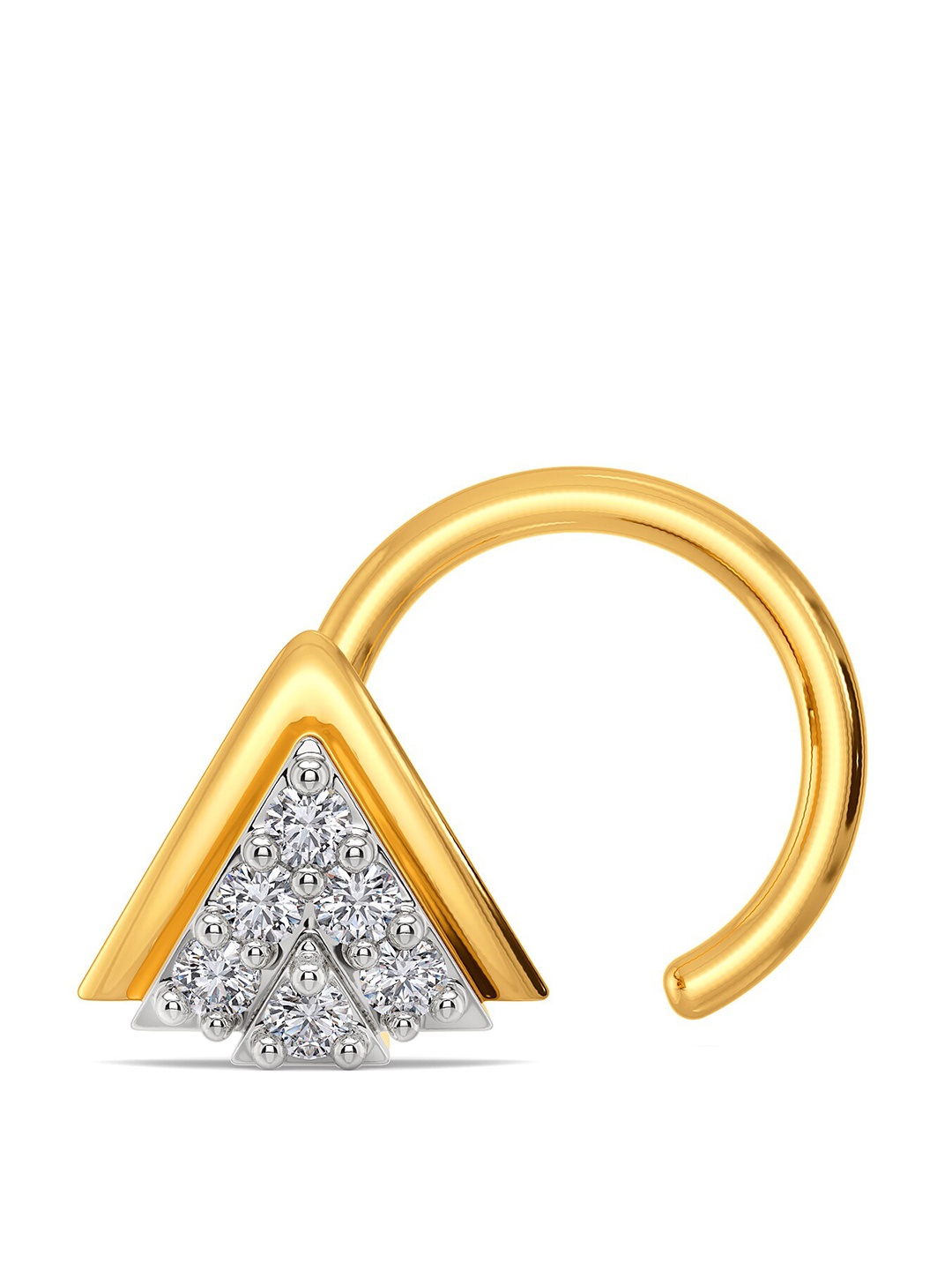 

MELORRA 18K Yellow Gold Rhodium-Plated Bow of the Brave Diamond Studded Nosepin, White