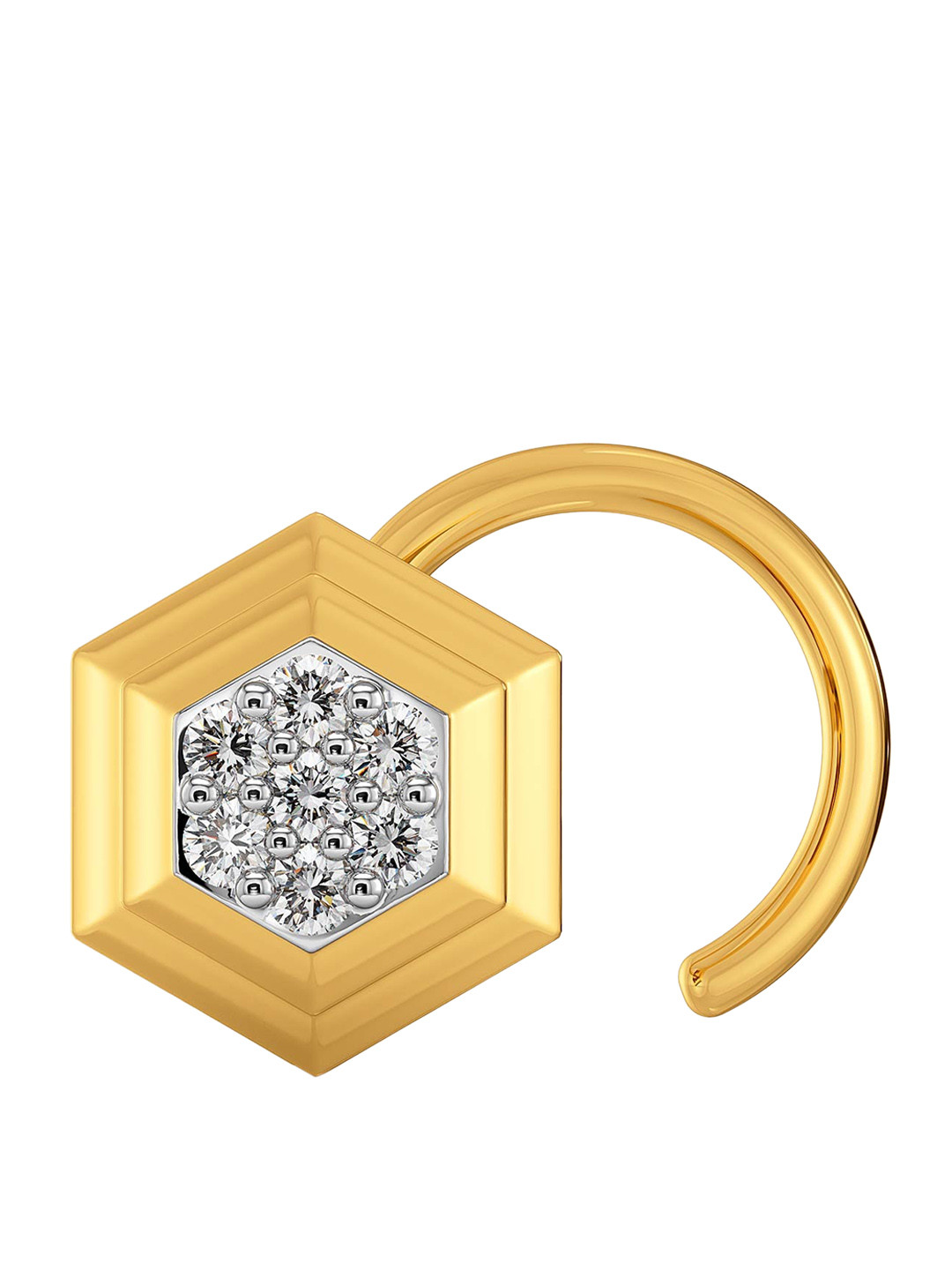 

MELORRA Crisp Suiting 18KT Gold Rhodium Plated Diamond Nose Pin