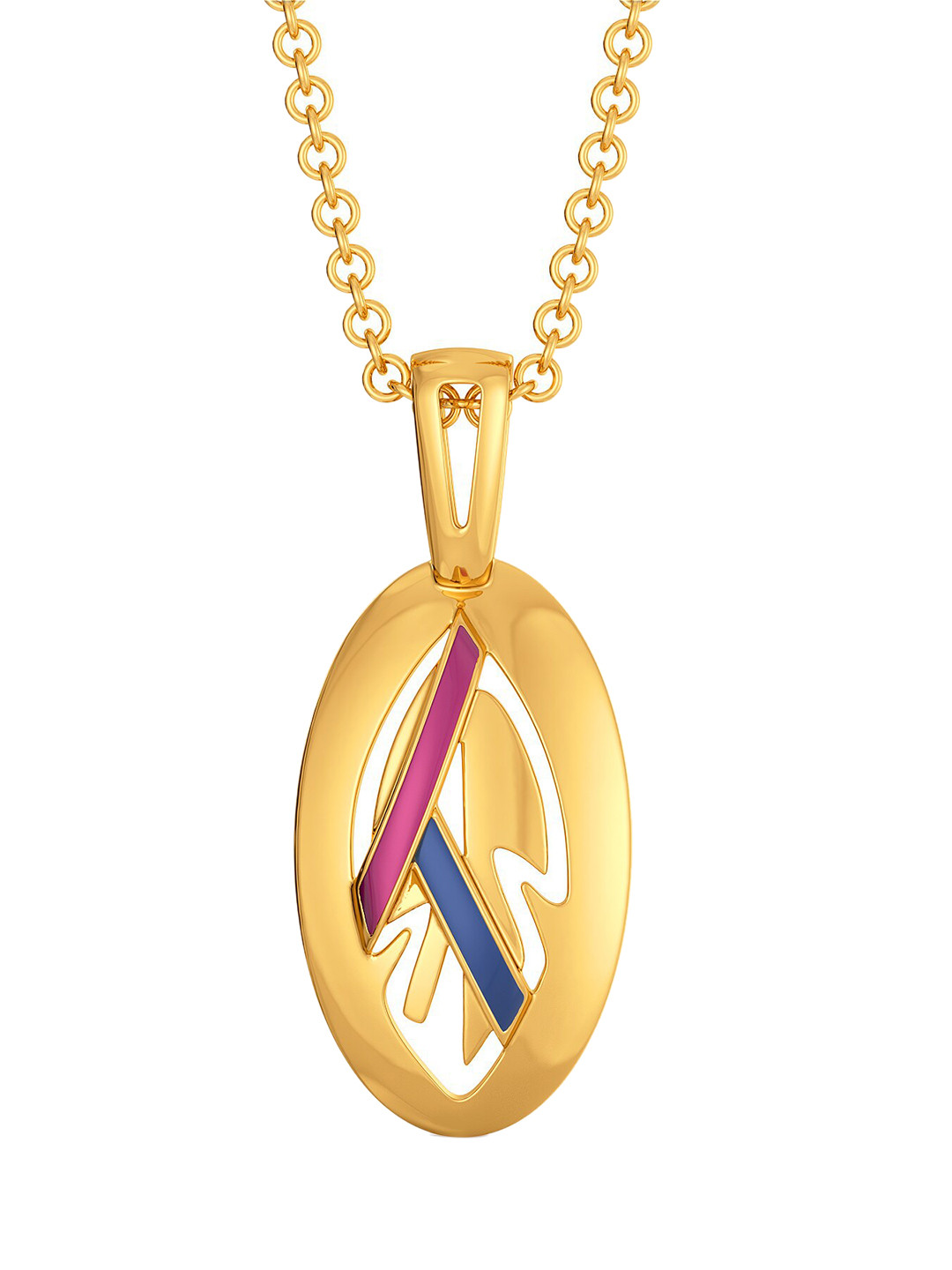 

MELORRA Quirky Quills 18KT Gold Oval Shaped Pendant, Blue