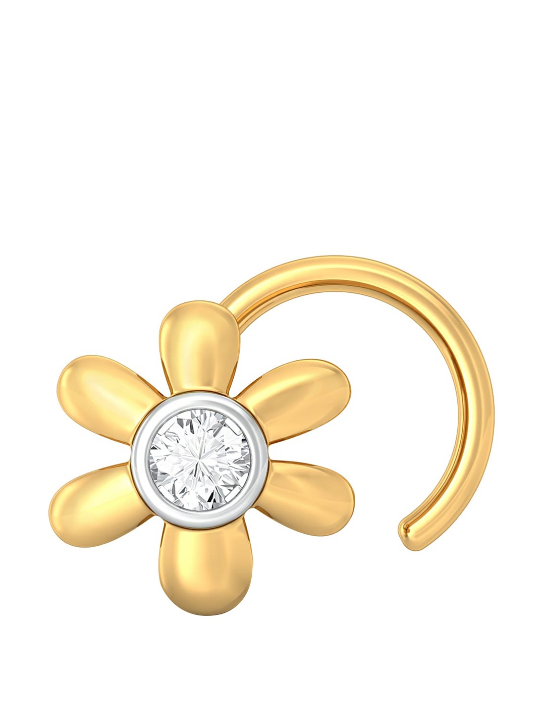 

MELORRA 18KT Gold Rhodium-Plated Floral Flair Diamond Nose Pin