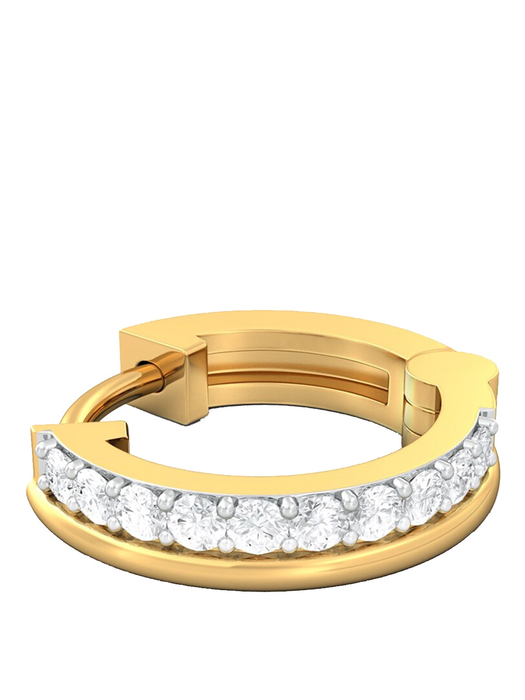 

MELORRA 18KT Gold Lady Design Diamond Nose Pin, White