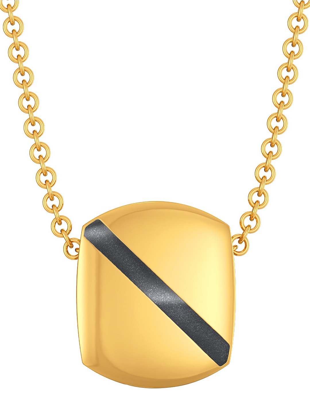 

MELORRA Timeless Black 18KT Gold Rectangle Shaped Enemelled Pendant