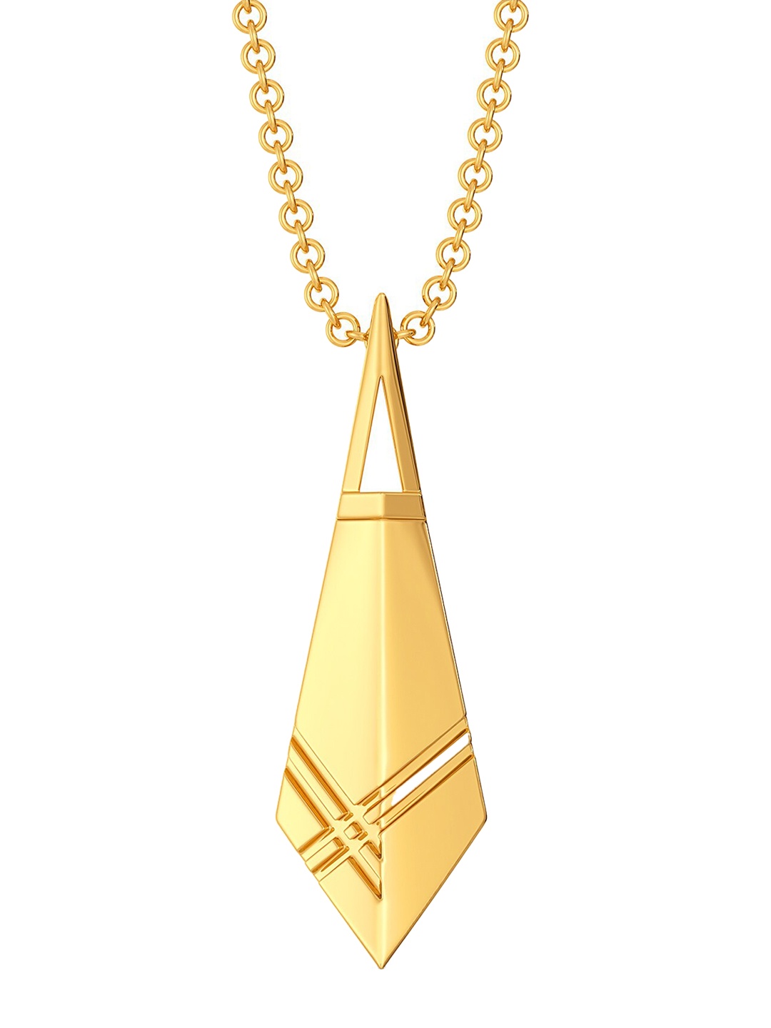 

MELORRA 18KT Yellow Gold Plaid Puns Pentagon Shaped Pendant