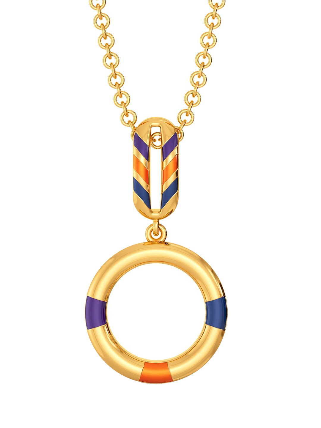

MELORRA 18KT Gold Oval Shaped Enamel Pendant, Blue