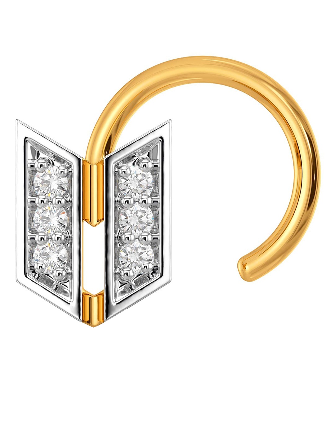 

MELORRA 18KT Gold Rhodium-Plated Franais Fab Design Diamond Nose Pin, White