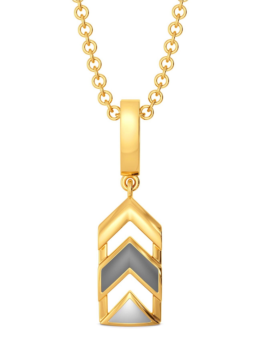 

MELORRA Greys At Work 18KT Gold Pentagon Shaped Enemelled Pendant, Grey