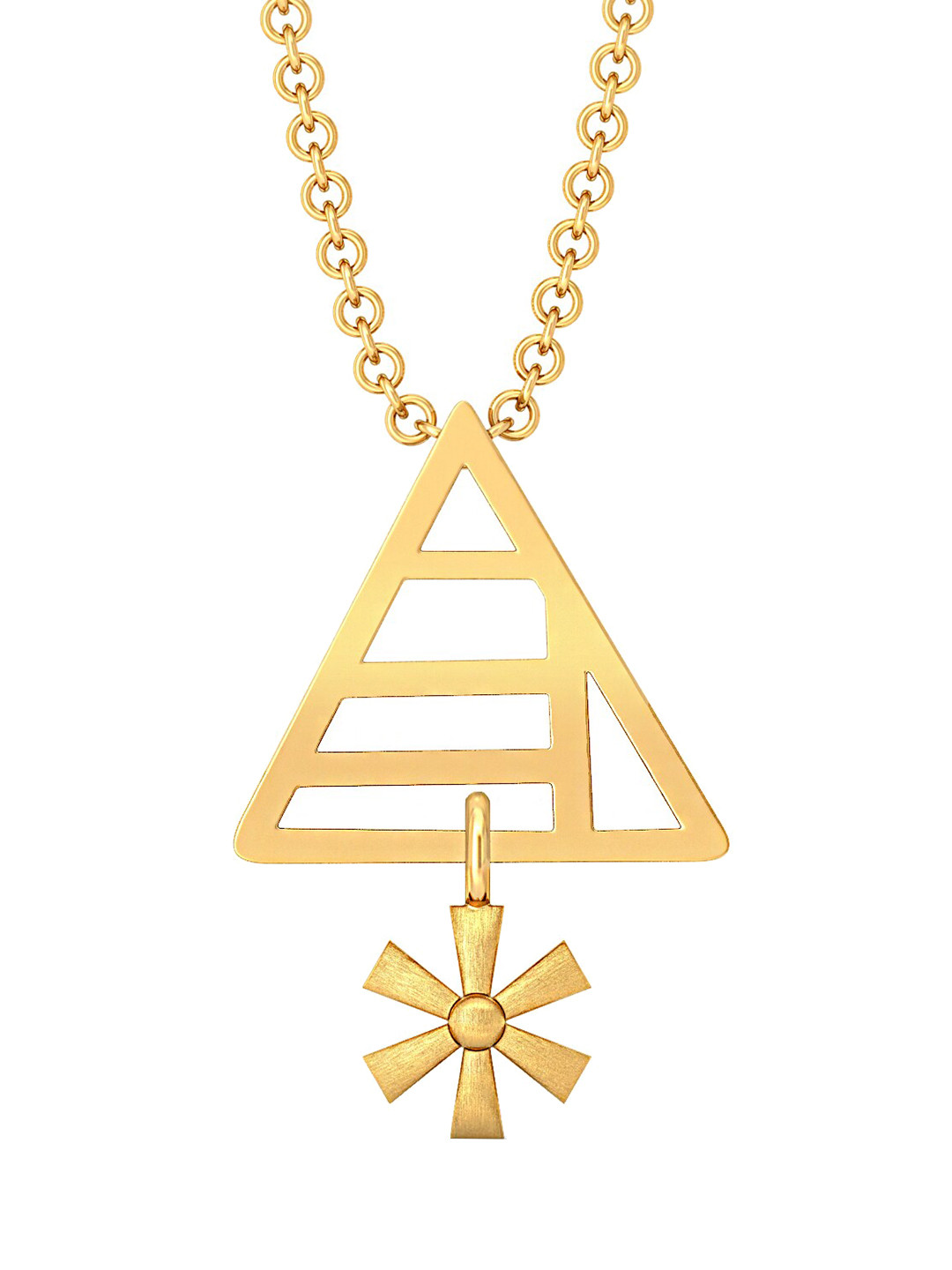

MELORRA Multifaceted 18KT Gold Triangle & Floral Shaped Pendant