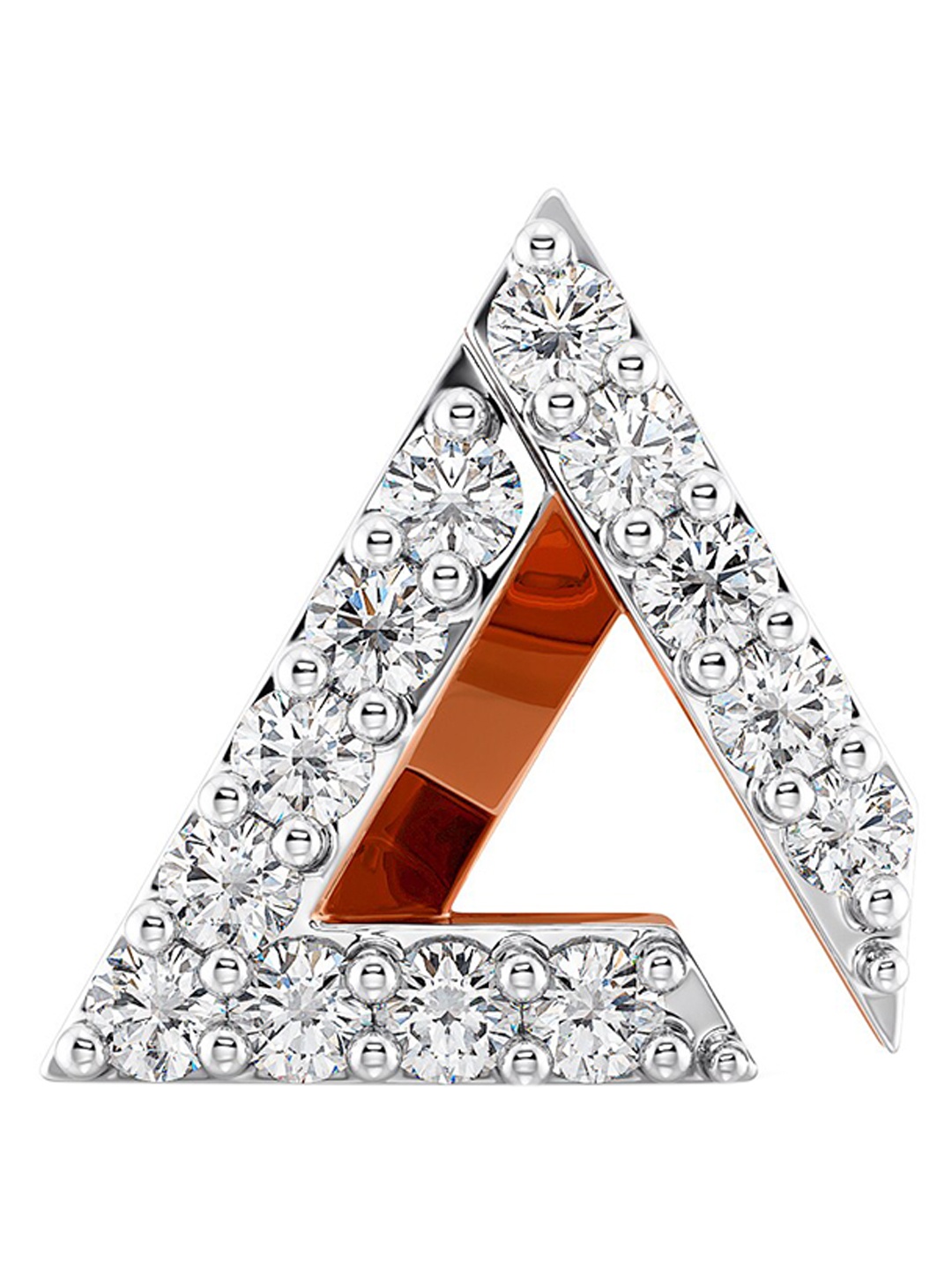 

MELORRA 18K Rose Gold Rhodium-Plated Open Triangle Motif Diamond Studded Nosepin, White