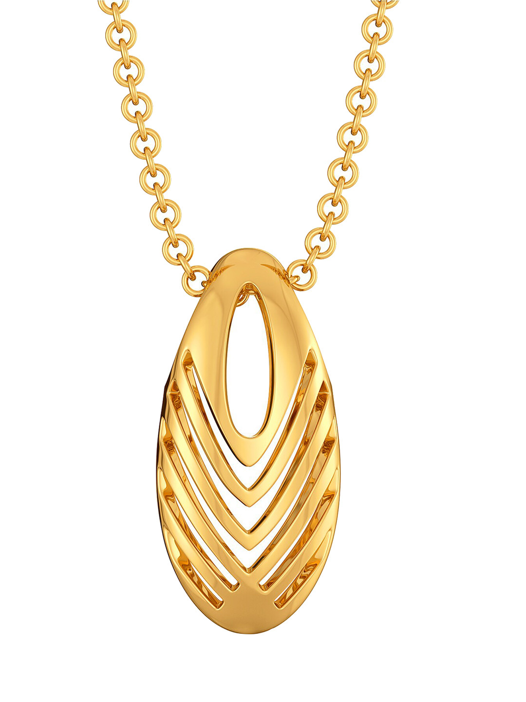 

MELORRA Debonair Dash 18KT Oval Shaped Pendant, Gold