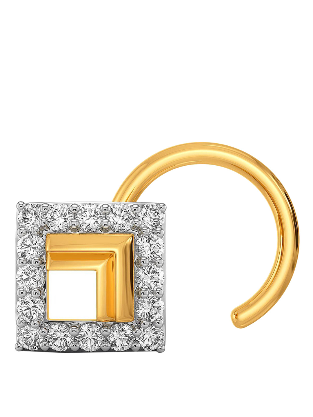 

MELORRA Drama Dominance 18KT Gold Rhodium Plated Diamond Nose Pin
