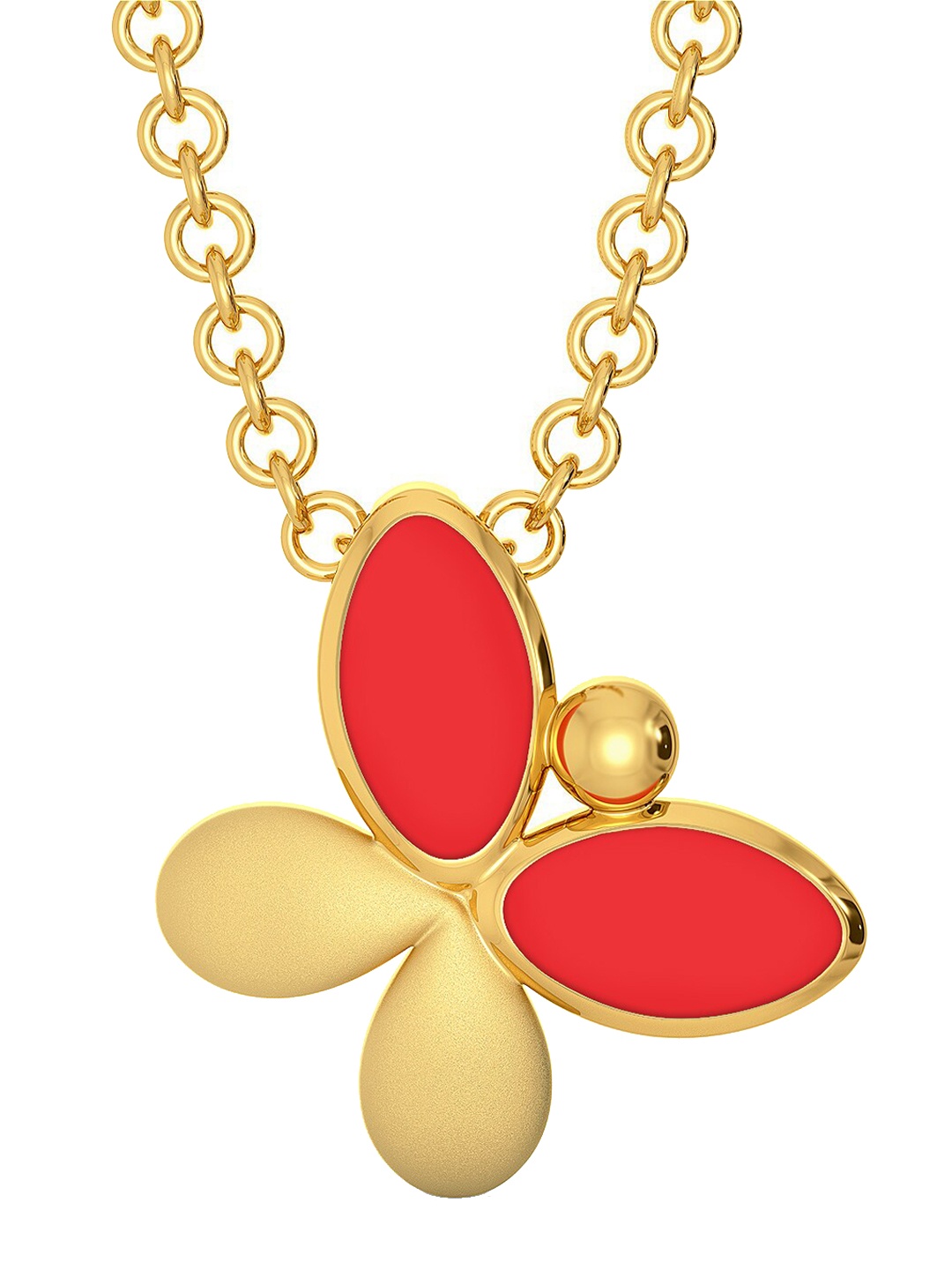 

MELORRA The Rad Red 18KT Gold Butterfly Shaped Enemelled Pendant